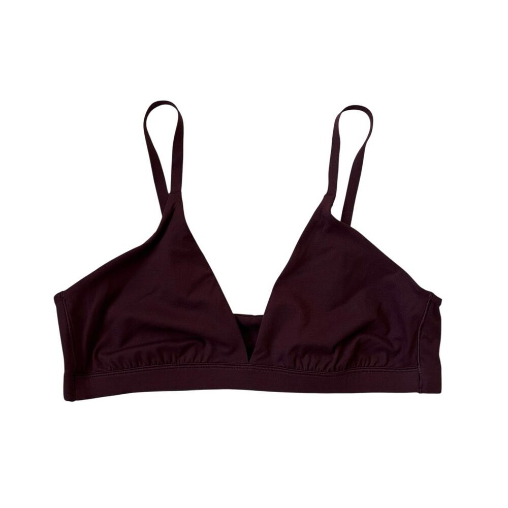 Athleta BodyMove VitaForm Plunge Bralette Maroon Women's Large NWT A-C Cups